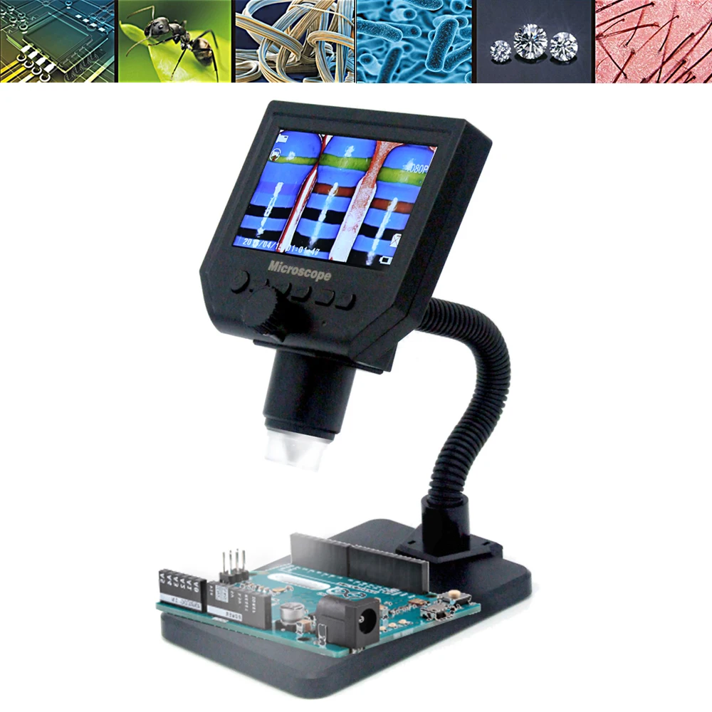

G600 Electronic Microscope 4.3inches 1080P LCD Digital Display 8 LEDs Built-in Lithium Battery Video Microscope Magnifying Glass