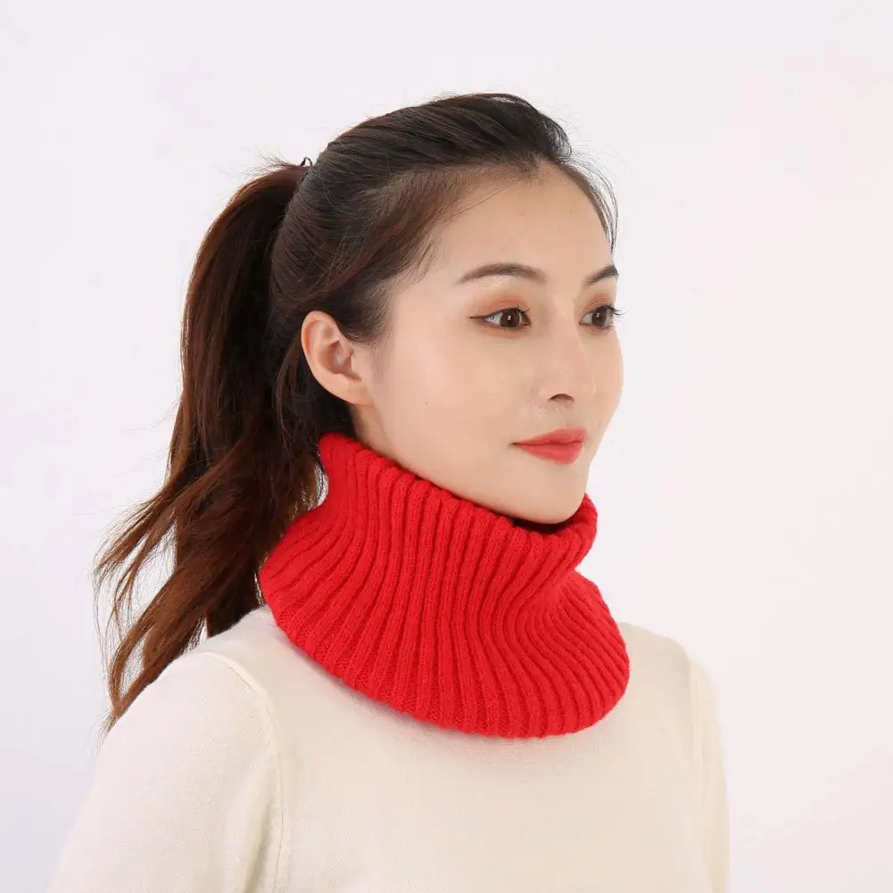 Lady Thick Neck Wrap Cozy Knitted Winter Scarf for Women Soft Warm Solid Color Neck Warmer with Windproof Elastic for Weather