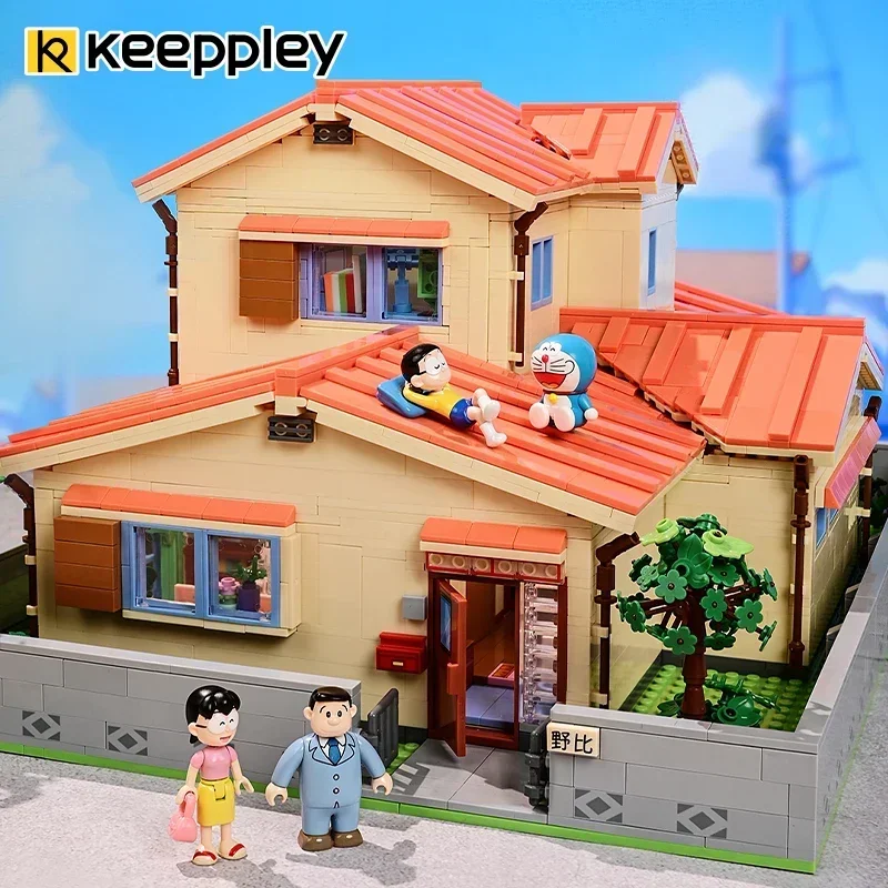 Keeppley Doraemon Nobi Nobita's Home Building Block Splicing Model Fashionable Toys Tabletop Decorations Birthday Gifts