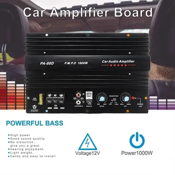 PA-80D Universale Auto Scheda Amplificatore 12V 1000W Mono Auto Audio Amplificatore di Potenza Potente Bass Subwoofer Amplificatore Per Auto Modi