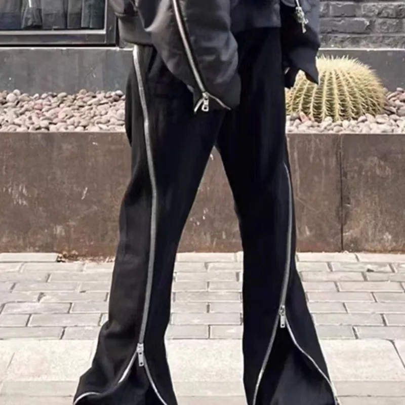 HKSH ربيع وصيف جديد الرجال المد الشرير شارع العليا RO ملابس داكنة متعددة سستة Y2K الجينز عادية مستقيم مضيئة صالح الدينيم السراويل HK4964