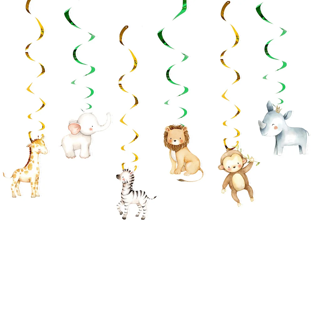 لافتة حفلات الغابة، إكليل دوامات معلقة، ديكور الغابة البرية، ديكور عيد ميلاد واحد، حيوانات الغابة السفاري، زينة حفلات أعياد الميلاد