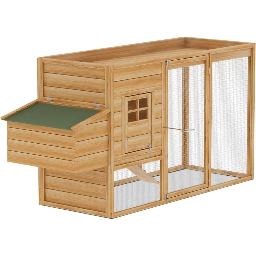 

Многоуровневая деревянная клетка для кроликов и курицы, открытый домик для домашних животных с вентиляцией, 63,5 натуральный