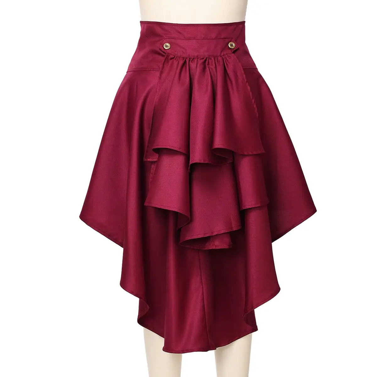 Gothic Steampunk Style Skirts Front Lace-up Tiered Ruffled Irregular Hem Skirt Waist Belt Women Ruffles Pirate Corset Costumes