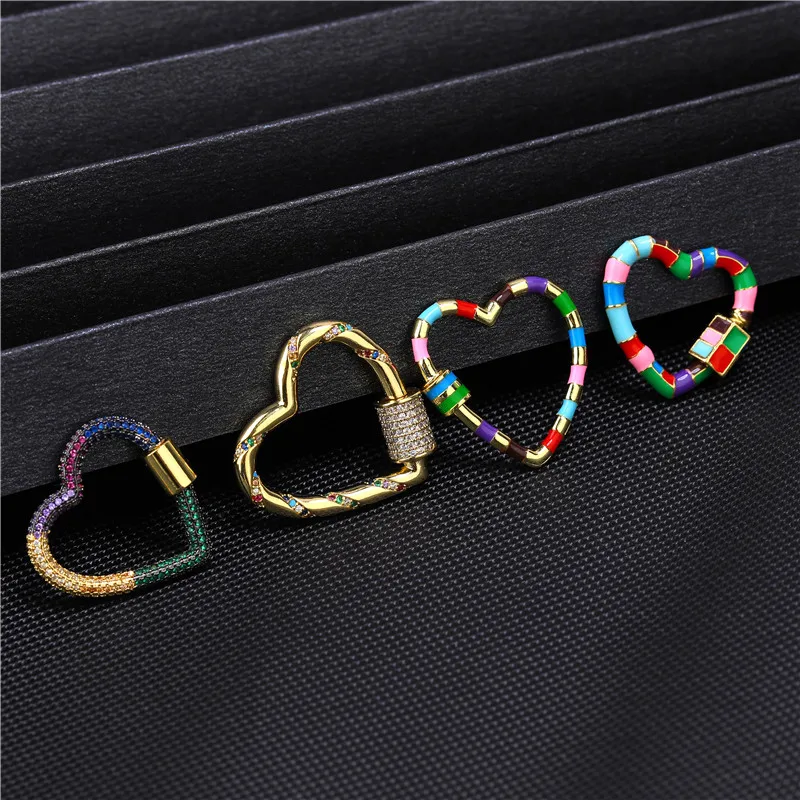 Heart Shape DIY Handmade Jewelry Crystal Hanging Chain Lock Hook Spiral Clasps Necklace Bracelet Making Fastener Screw Supplies