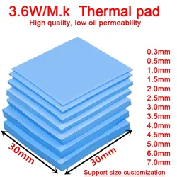 6pcs Thermal Pad 30x30mm Notebook Computer Router Memory Graphics Chip Cooling Non-Conductive Silicone 0.3MM 0.5MM 1.0MM
