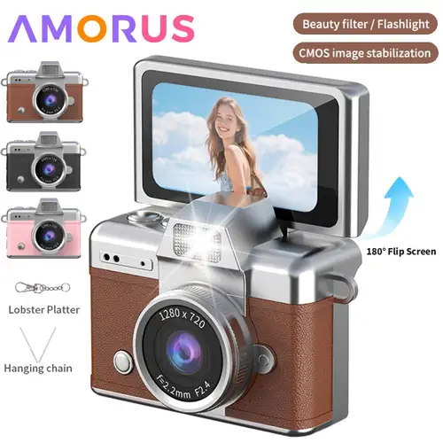 Imagen 1 del producto Mini cámara con llavero, cámara Digital con pantalla abatible de 1,47 pulgadas, videocámara de bolsillo HD CCD para niños y adultos, regalo para cumpleaños, Año Nuevo