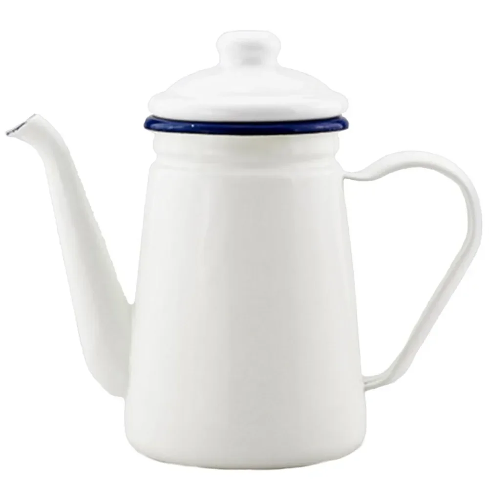 

1.1L Enamel Coffee Pot Hand Tea Kettle Induction Cooker Gas Stove Universal coffee carafe ice kettles oil milk jug