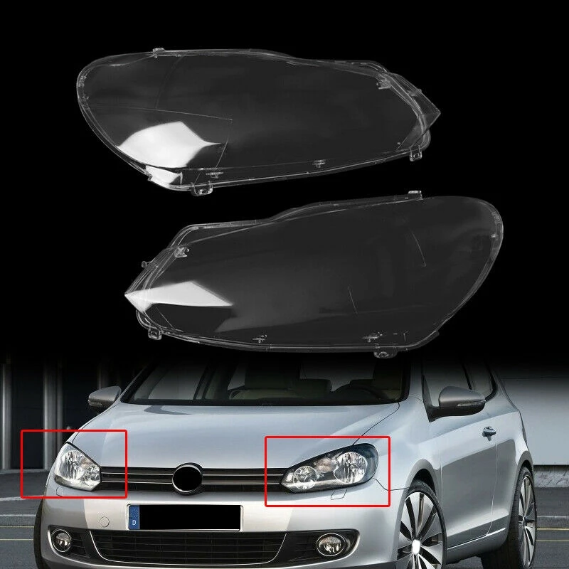 Car Headlight Headlamp Lens Lamp Cover Lampshade For Golf 6 MK6 R 2009-2012