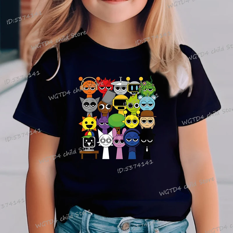 Funny Anime Sprunki Incredibox Game Children T-shirts Cartoon Sprunki Short Sleeve Tops Tees Funny Sprunki Boys Girls Tshirt