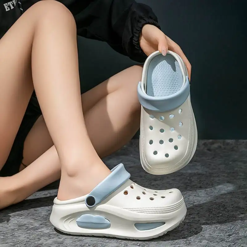 

EVA Women's Flip Flops Thi Bot High Heels Summer Beach Anti-slip Slip-On oes Cartoon Sle T-Strap Side Zipper Closure