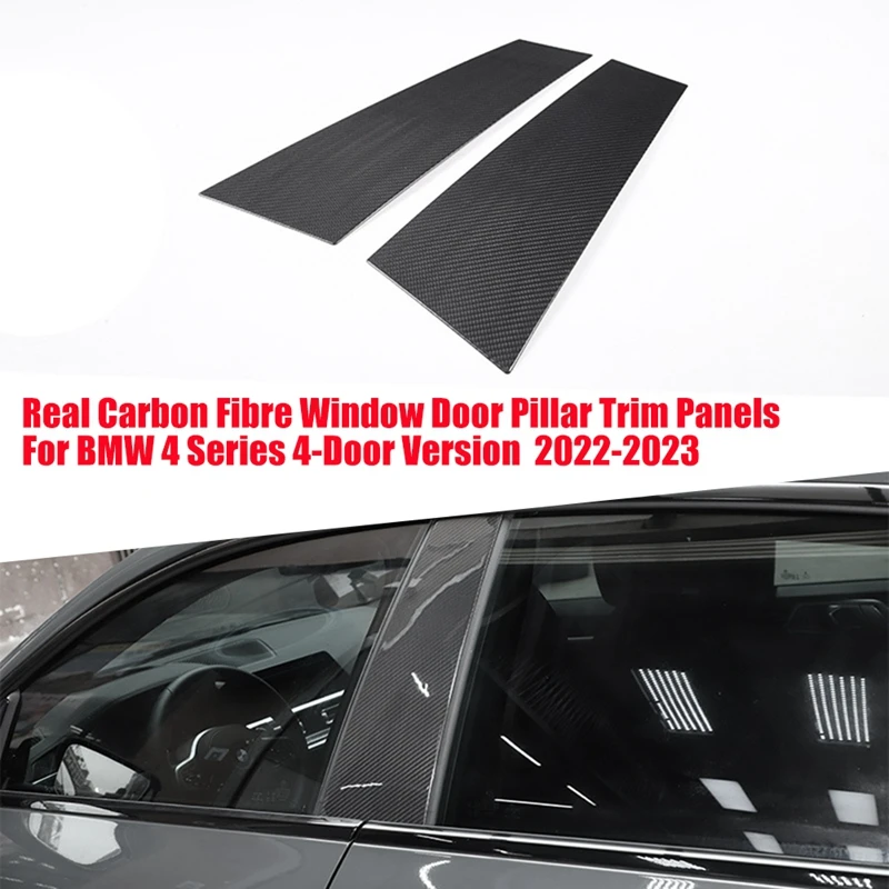 

1Pair Real Carbon Fibre Centre Pillar Trim Panels Parts For 2022-2023 BMW 4 Series 4-Door Version Window Column Molding Strip