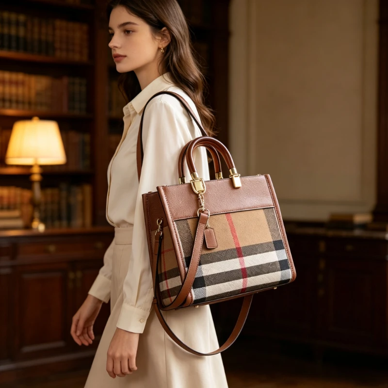 Chic Designer Inspired Shoulder Bag - Genuine Leather Handbag With Magnetic Closure & Adjustable Crossbody Strap