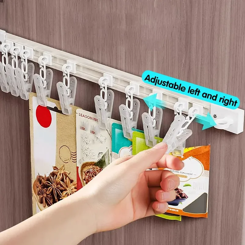 Kitchen storage sliding track hook, cabinet door storage hook, non perforated cabinet door rear storage shelf, wardrobe hook