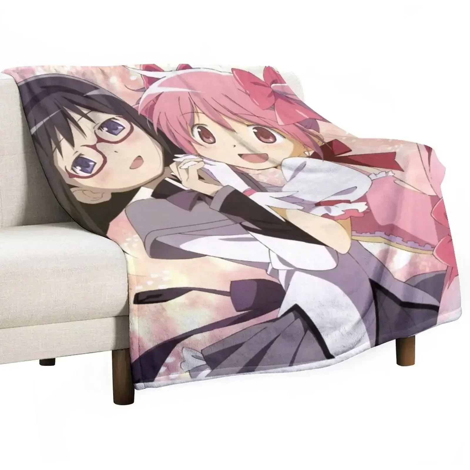 

madoka magica madoka and homura Throw Blanket No Pilling Soft Warm Blanket for Bed