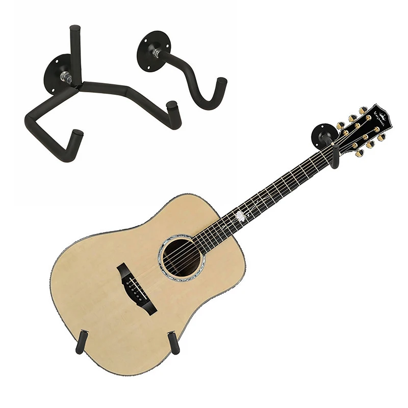 1PC Horizontal Black Metal Guitar Wall Mount Hanger Stand For Acoustic Guitar Bass Violins Mandolins Slat Display Support