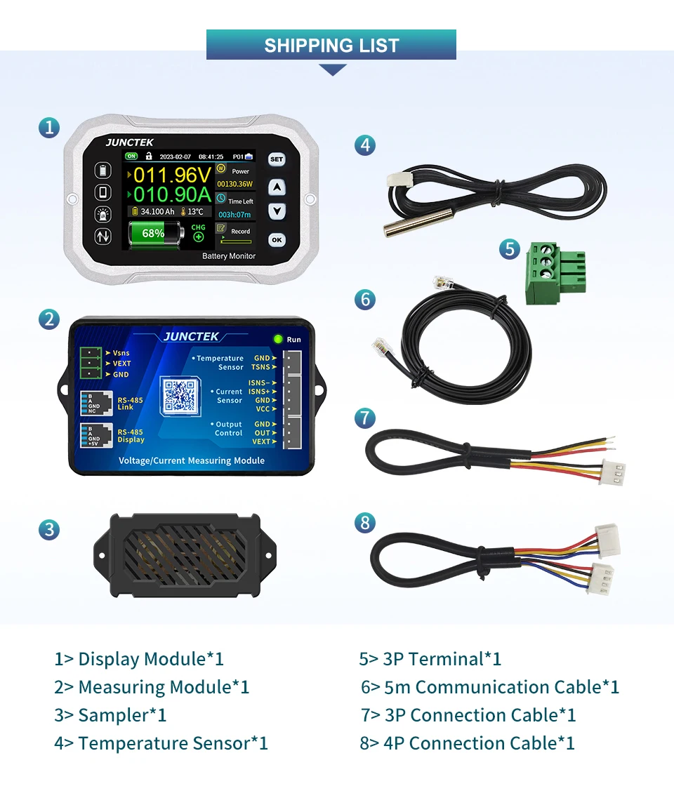 

JUNTEK KH-F DC 0-120V 100A 400A 600A Battery Monitor Voltage Current Tester Capacity Indicator RV Battery VA Coulomb Meter