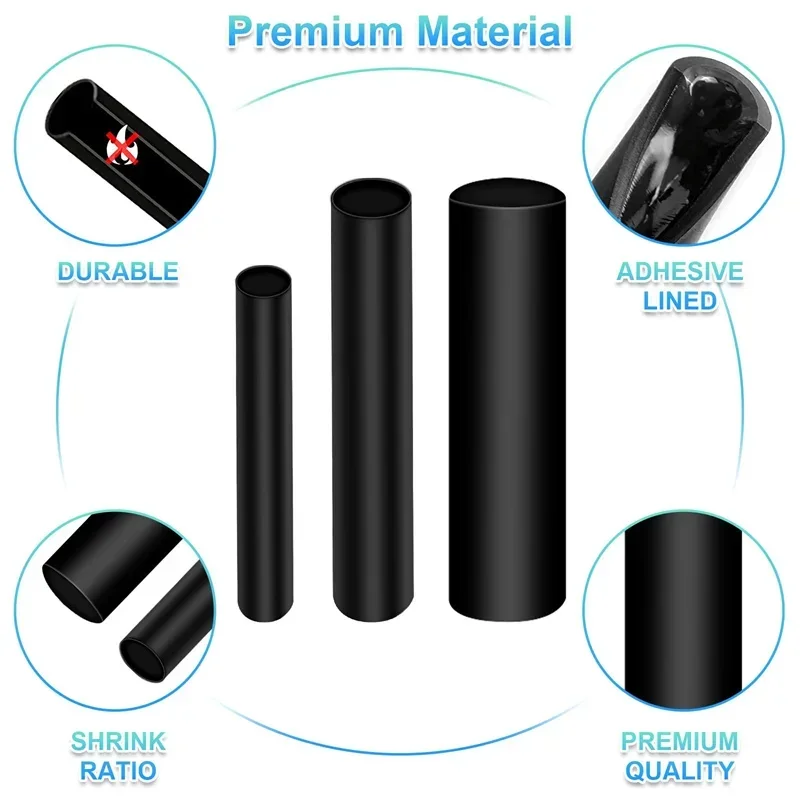 127/164/328/580Pcs Heat Shrink wrapped Shrinking Insulation Sleeving Thermal Casing Car Electrical Cable Shrink Tube Tube Kit