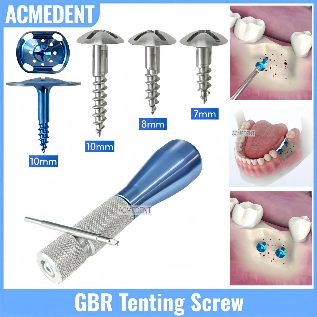 

Dental GBR Bone Tent Screw Half Thread Tenting Screw Universal Handle Tip Screwdriver Guide Bone Regeneration Membrane 7/8/10mm