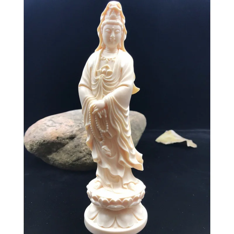 

Ivory Nut Carved Beads Guanyin Bodhisattva Crafts Car Decoration Home Statue Decoration Gift Box