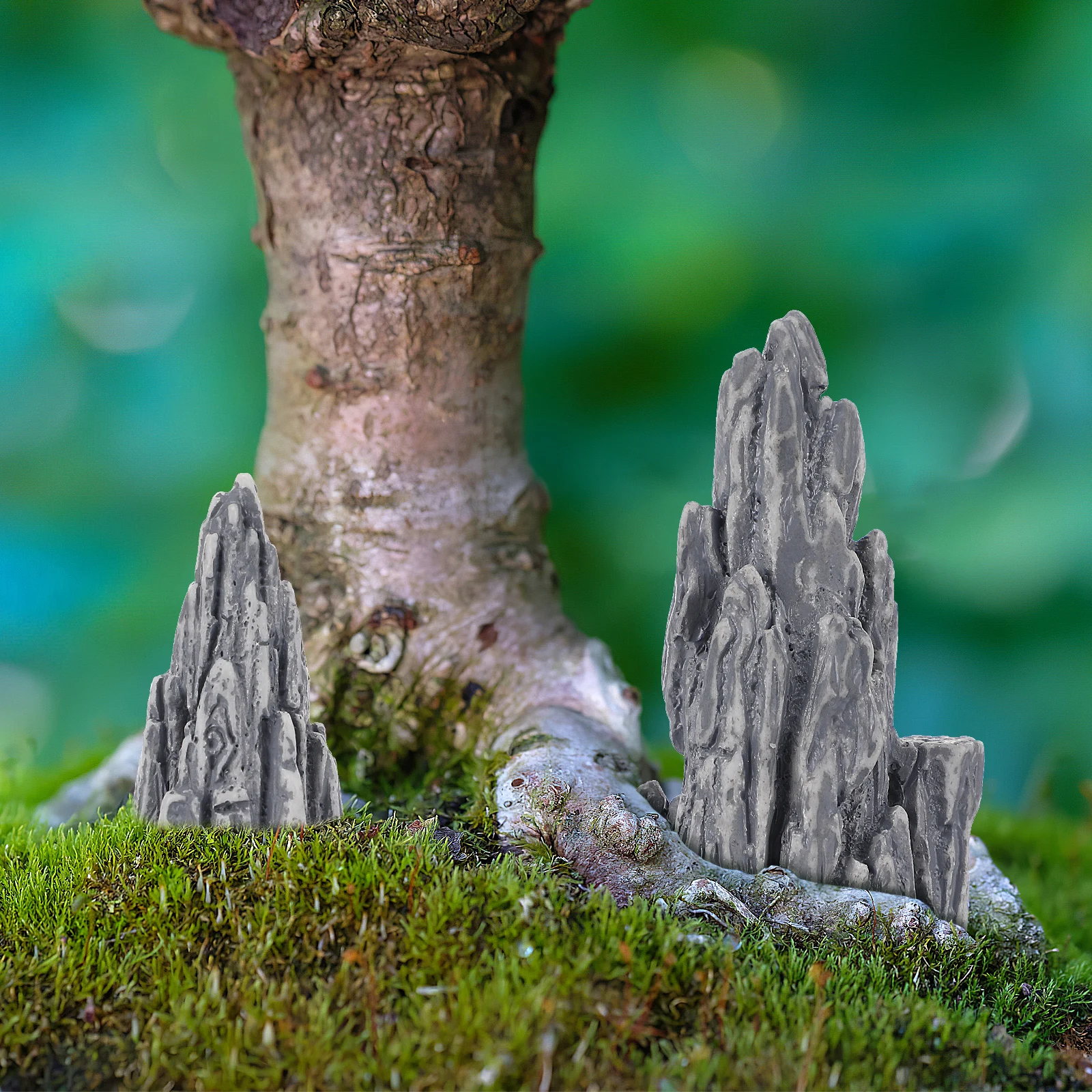 

8pcs Mini Resin Rockery Fake Mountain Bonsai Home Decor Garden Accessory Microlandscape Aquarium Fish Tank Landscaping