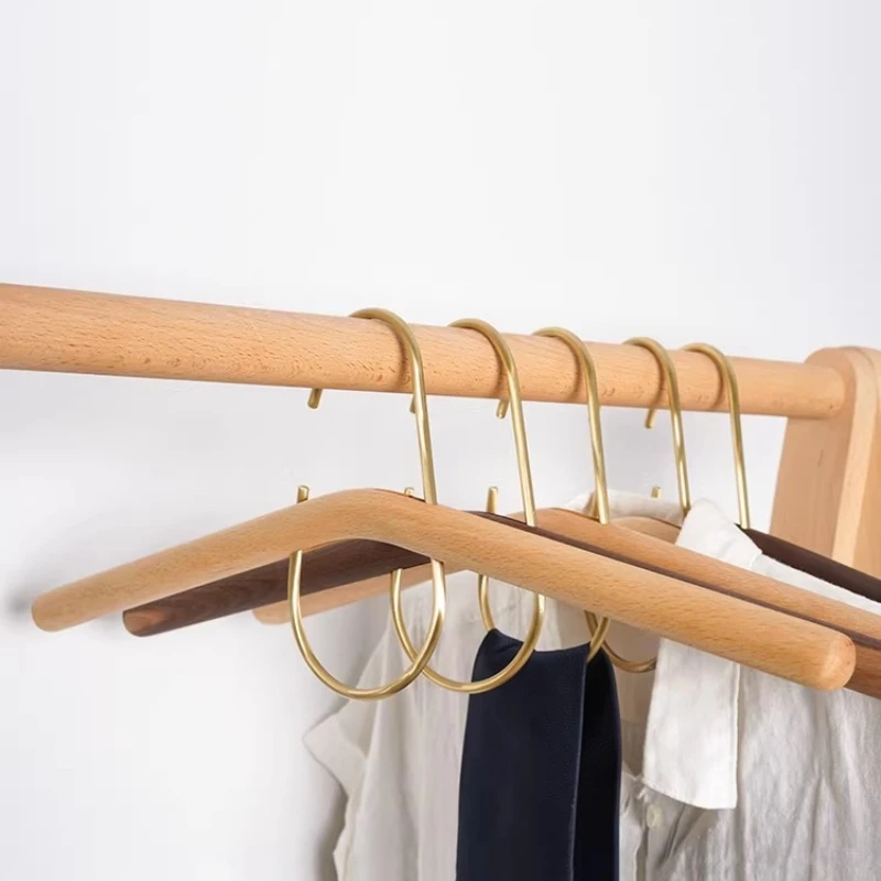Premium Solid Wood No-Mark Hanger System Black Walnut Coat Hooks Stylish Wall Garment Rack Clothing Boutique Storage Display