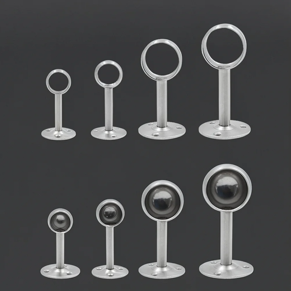 Heavy Duty Closet Pipe Flange Socket Stainless Steel Bracket For Wardrobe Rail Hanging Rod Furniture Hardware Fitting