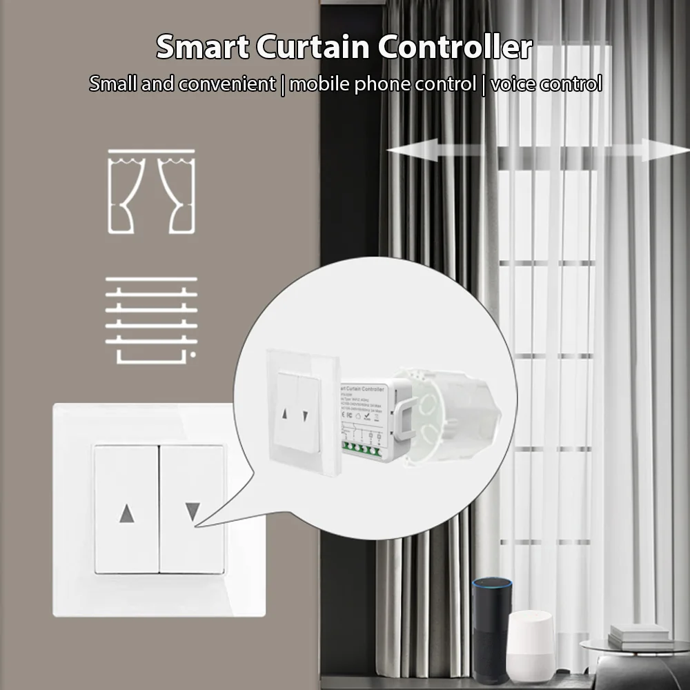 Smart Curtain Controller Zigbee/Tuya  APP WiFi Smart Switch Module for Smart Curtain Voice Control Shared Devices Smart Timing