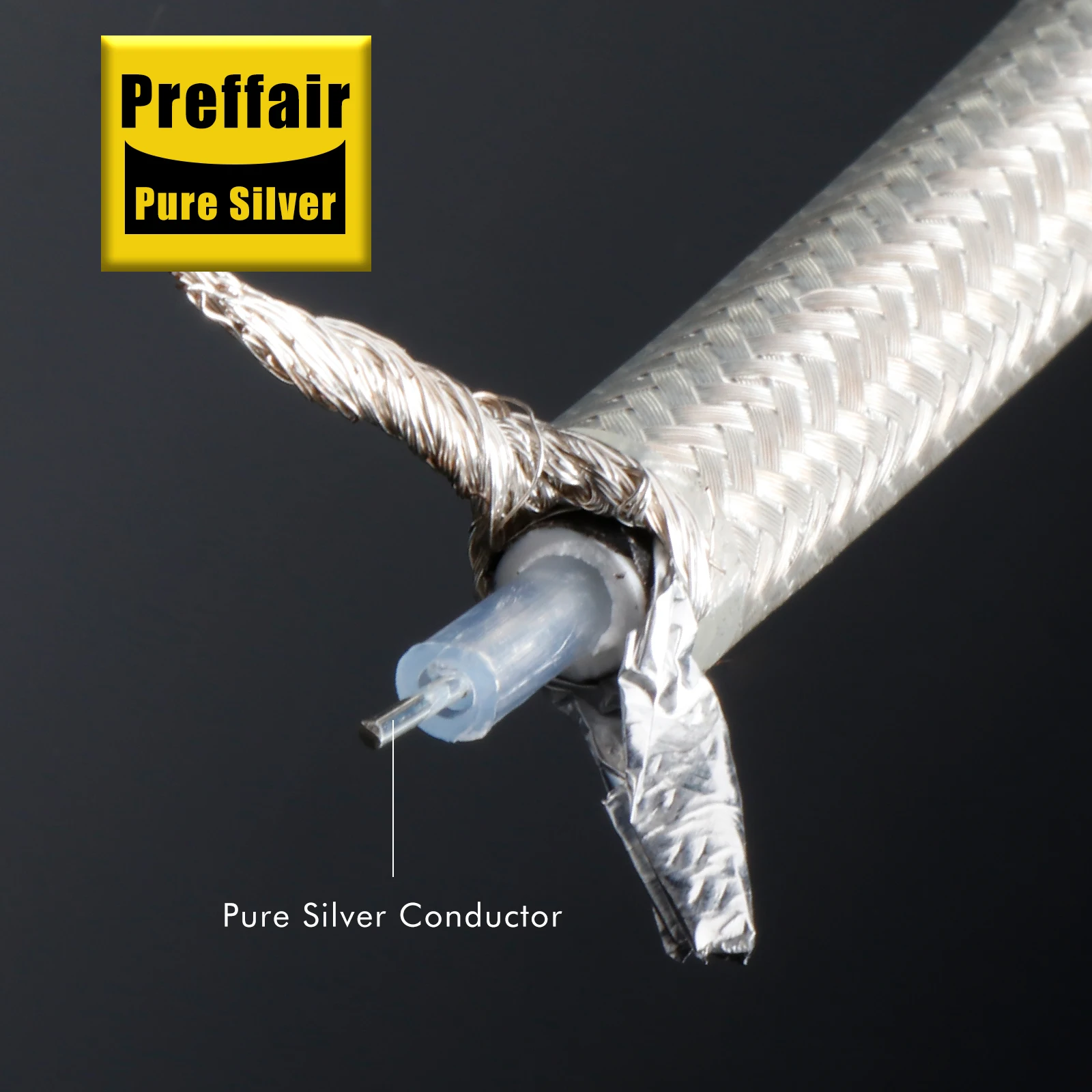 Preffair Pure Silver Coaxial Audio Bulk Cable 75ohm Pure Solid Silver 99.998% For DIY Digital Cable X454