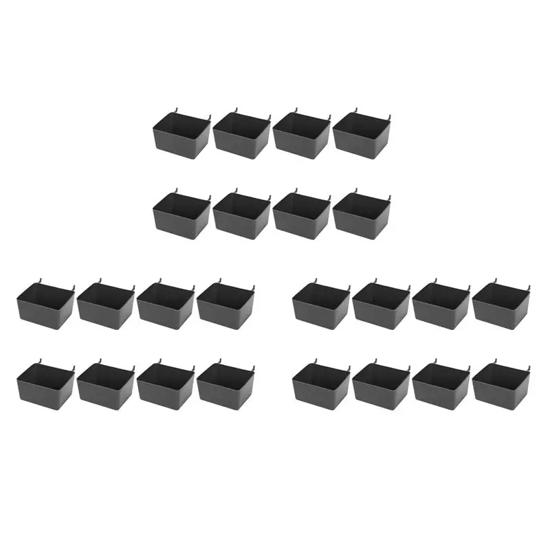 abji-24ピース-ペグボードビンキット-ペグボードパーツ収納-ペグボードアクセサリー-ワークベンチビン-ハードウェア整理用（グレー）