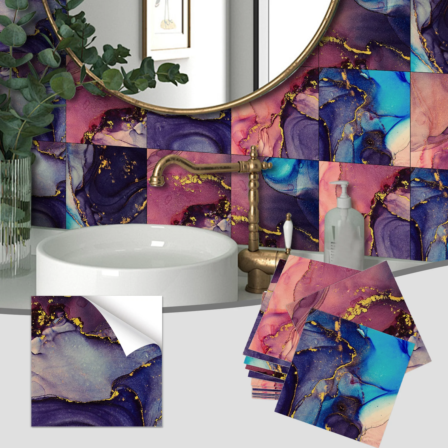 

Self-Adhesive PVC Wall Stickers Marble Pattern Waterproof Scratch-Resistant for Kitchen Bathroom 15x15/20x20/30x30cm