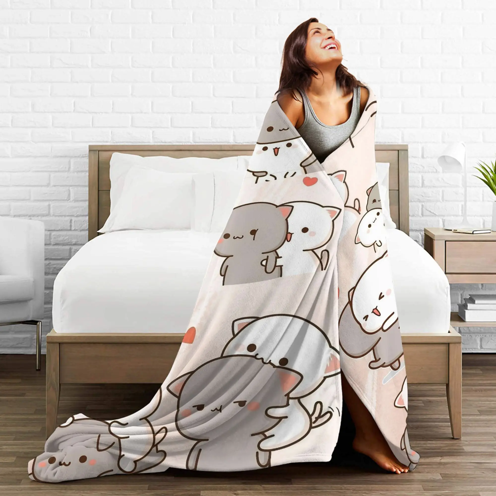 Bubu Dudu Cute Cartoon Bear Character Warm Soft Blanket Kawaii Panda Plush Throw Blanket Bedroom Flannel Bedspread Sofa Cover