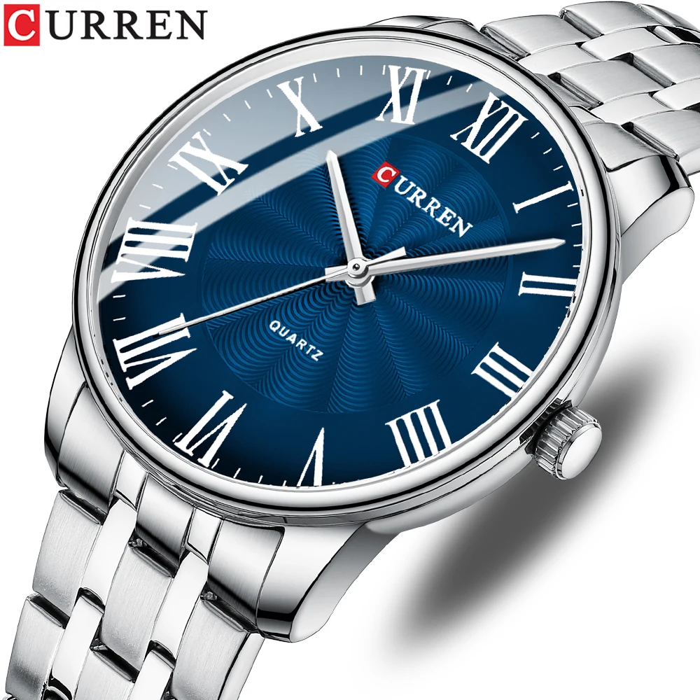 CURREN New Fashion Simple Men\'s Sports Quartz Watch Multifunctional Stainless Steel Strap Business Waterproof Watch часы мужские