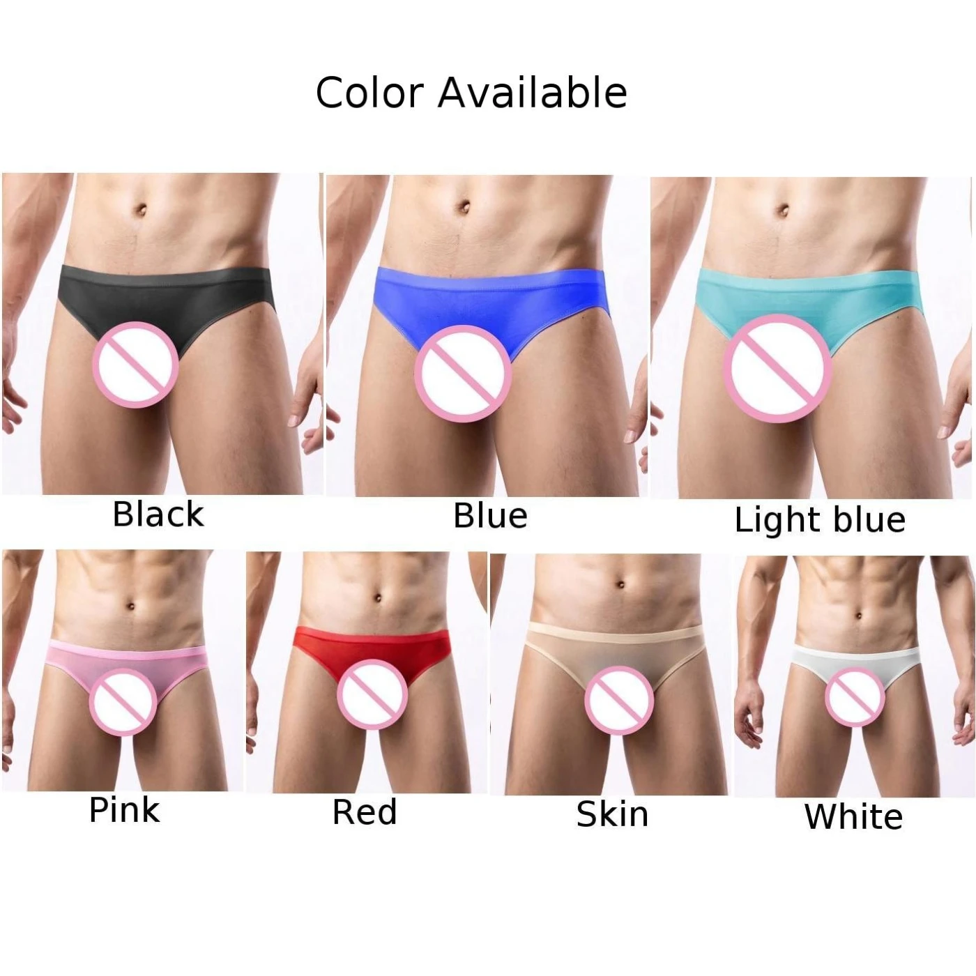 Affordable Brand New Underwear Male Underpants Briefs Ice Silk Pouch Panties Solid Color Transparent Underpants