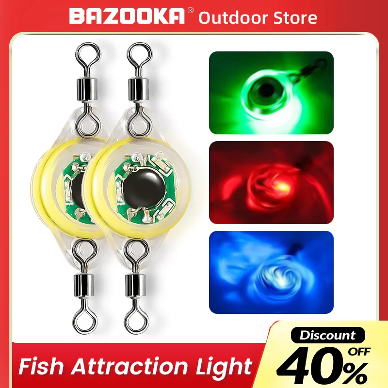 Bazooka-Mini lámpara LED de atracción de peces, verde y rojo de pesca de calamar señuelo, luminoso bajo el agua, atraer cebo de invierno de noche de