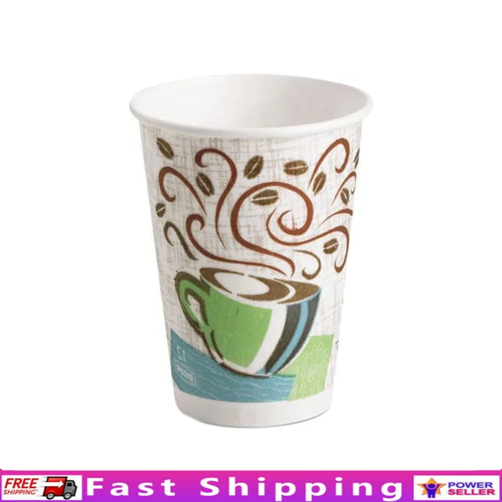 

Insulated Disposable Paper Cups 12oz Perfect Hot Beverages Comfortable Grip Multicolor Design Ideal Parties Picnics Everyday Use