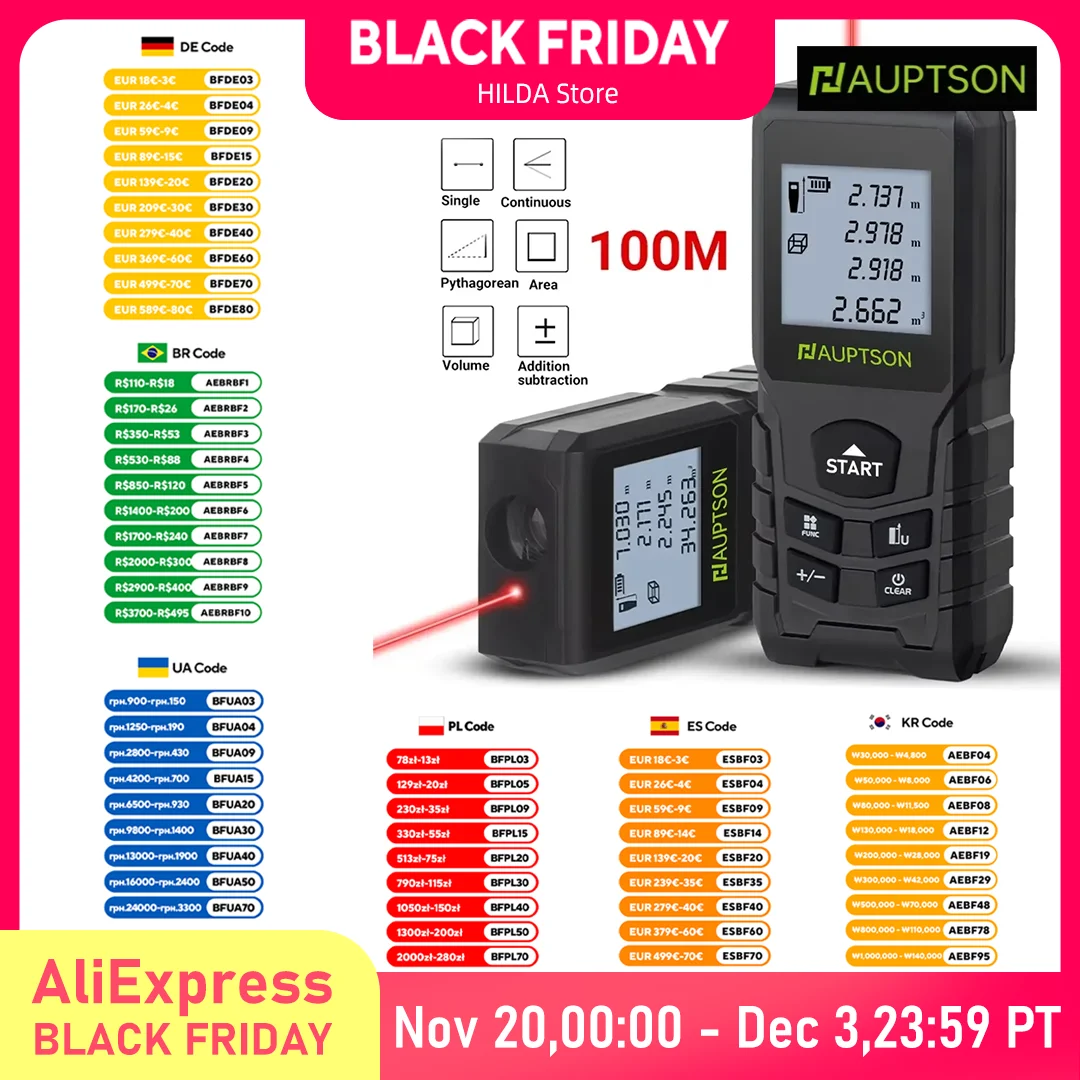 HAUPTSON 70/100M Laser Rangefinder Distance Meter Rangefinder Laser Tape Range Finder Building