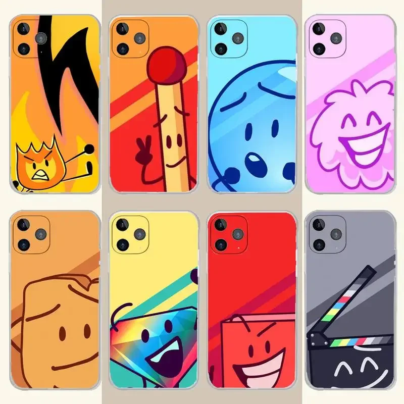 Bfdi Battle For Dream Island Phone Case For iPhone 15,14,13,12,11 Plus,Pro,Max,XR,XS,X,7,8 Plus,SE,Mini Transparent Silicone