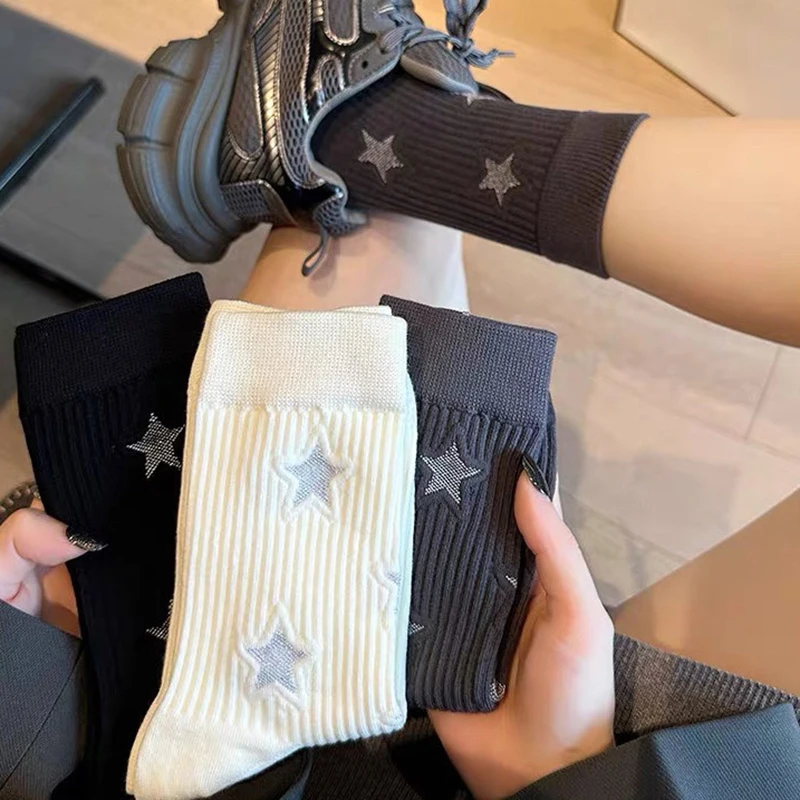 1Pair Autumn Winter Star Socks For Women Girls Warm Socks Fashion Thermal Long Socks Personalized Casual Trendy Socks Gifts