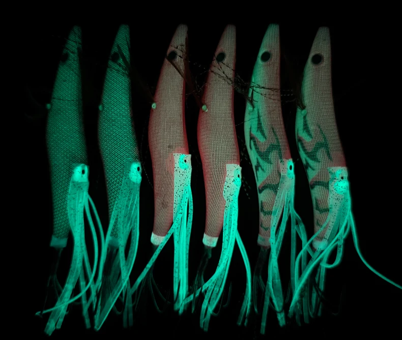 ShareShark 3.5 Holz-Garnelen-Tintenfisch-Jig-Köder UV-Leuchtend Simulierter Künstlicher Garnelenköder Tintenfisch Oktopus Salzwasser-Angelzubehör – Detail 4
