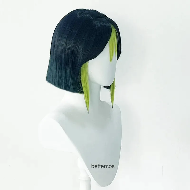 Sisi 223330cm jogo impacto tighnari azul escuro verde gradiente peruca cosplay resistente ao calor perucas sintéticas