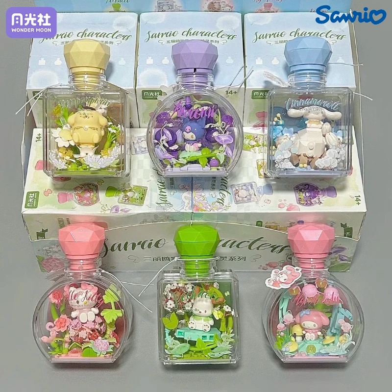 

Строительные блоки Wonder Moon Sanrio Hello Kitty Kuromi Flower Love Elf Series My Melody Cinnamoroll, собранная игрушка для мальчиков и девочек, подарок