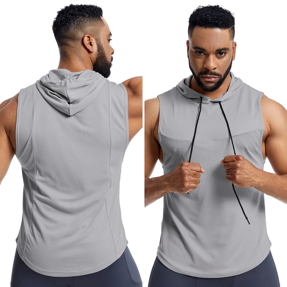 

Men's Sleeveless Gym Hoodies Bodybuilding Muscle Cut Off T-Shirts Workout Hooded Tank Tops