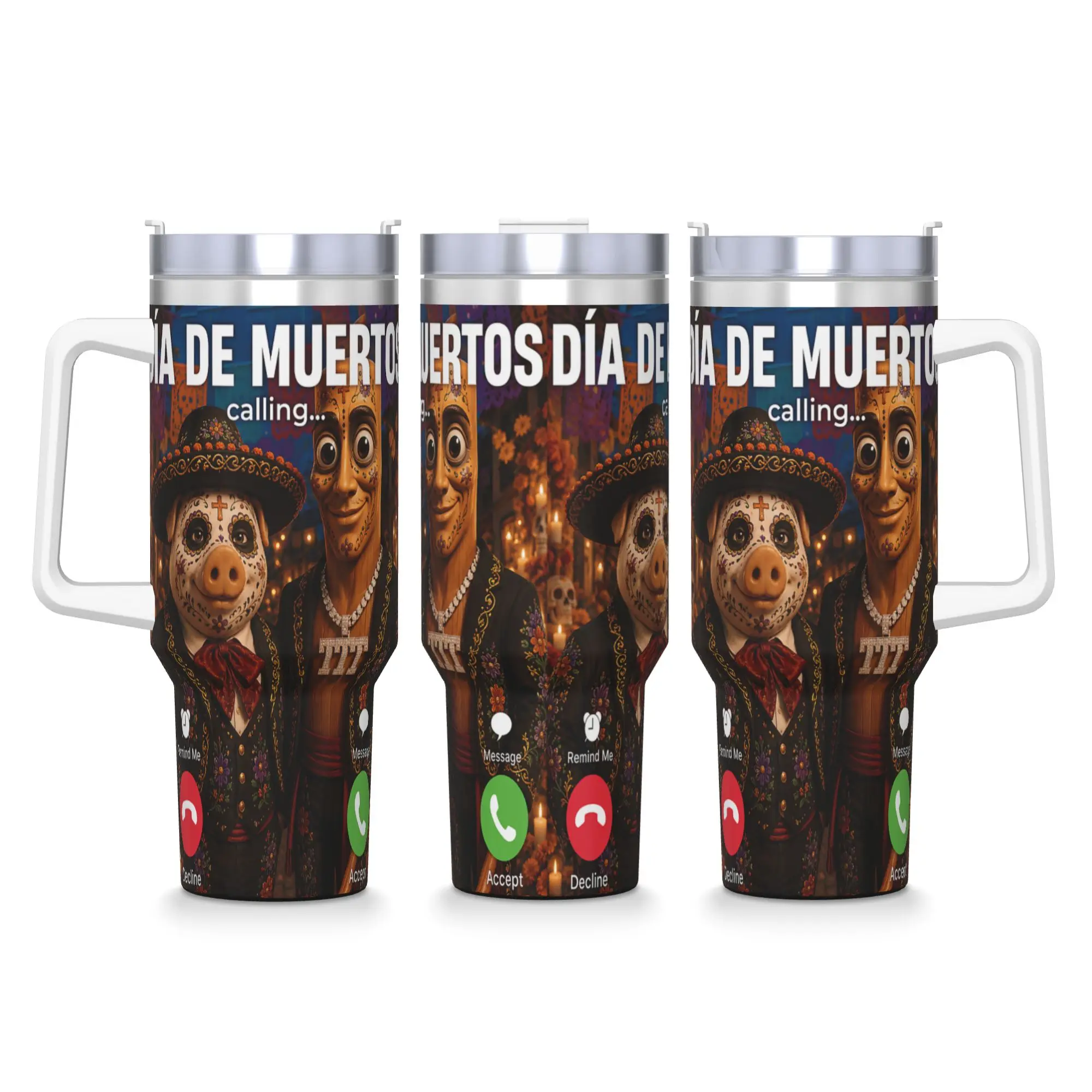 Stainless Steel Tumbler Day of the Dead Calling Dia de Muertos Tung Sahur John Pork Car Mugs Travel Hot Drinks Water Bottle