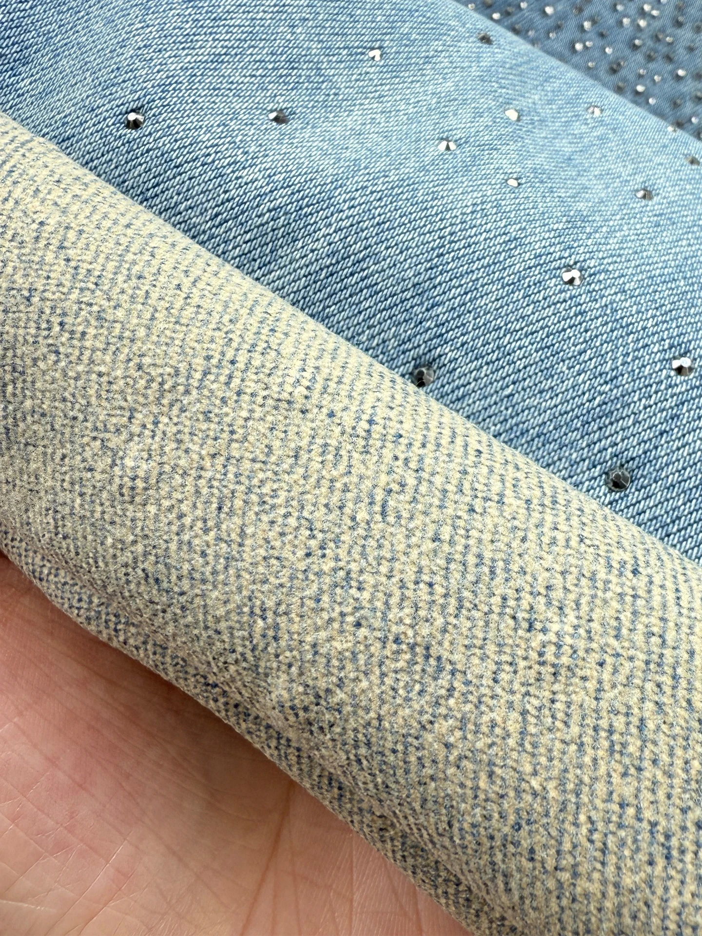 Fleece-Lined Jeans for Women, Wide-Leg Pants, Winter New High-Waisted Loose Slimming Heavy-Duty Rhinestone Floor-Length Trousers