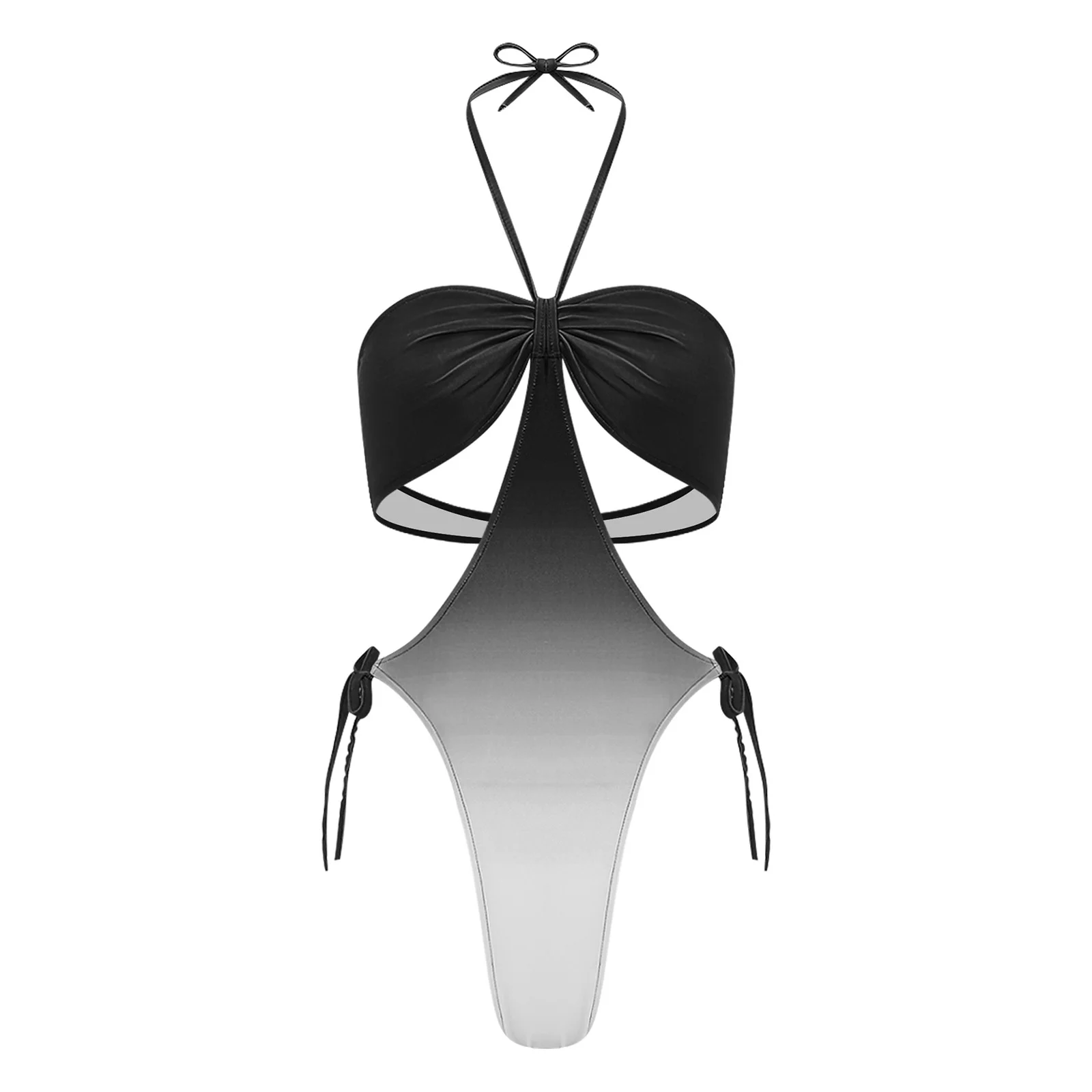 

Women Gradient Swimsuit Beach Pool Sunbathing Bikini Swimwear Beachwear Halter Backless Bodysuit Bathing Suit with Chest Pads