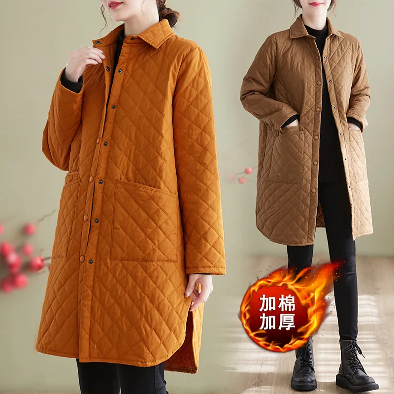 

2024 Autumn And Winter New Loose Plus Size Women's Clothing, Lightweight Artistic Jacket, Warm Coat, Cotton Jacket