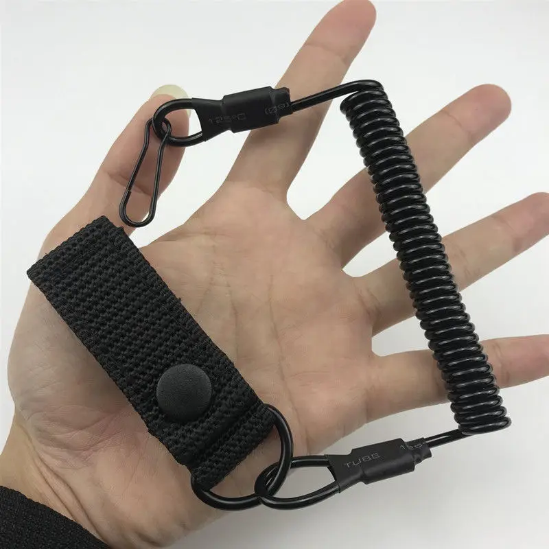 Tactical Retractable Spring Elastic Rope Anti-lost Elastic Lanyard Strap Phone Keychain Portable Fishing Lanyards Outdoor Tool