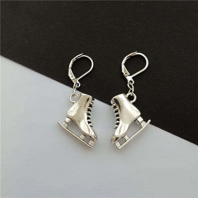 3D Mini Roller Skates Charm Earrings Handmade Jewelry Dainty Ice-skates Ear Clip for Man Woman