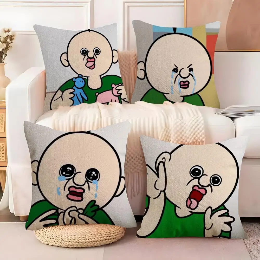 Funny Bbangbbangs Diary Cushion Cover Soft Plush Fabric Double-Sided Printed Sofa Cushion Cover for All Seasons Home Decor Gift